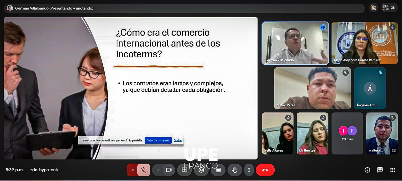 Clase Espejo Internacional: UPE FRANCO - Unifranz, Bolivia